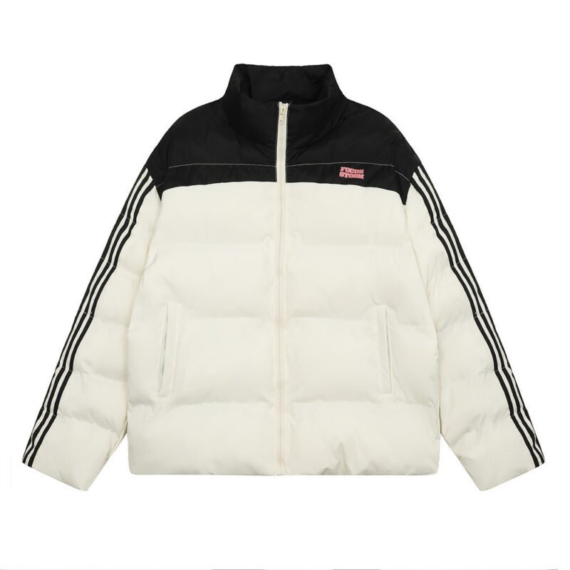 Men's Color Contrast Patchwork Stand Collar Bread Cotton-padded Jacket | ShopDecimals