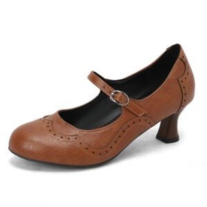 Rock Carved Hollow High Heel Women's Shoes Retro British Style Buckle | ShopDecimals