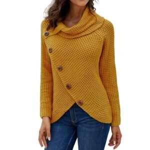 Pullover Button High Lapel Pullover Women's Sweater | ShopDecimals
