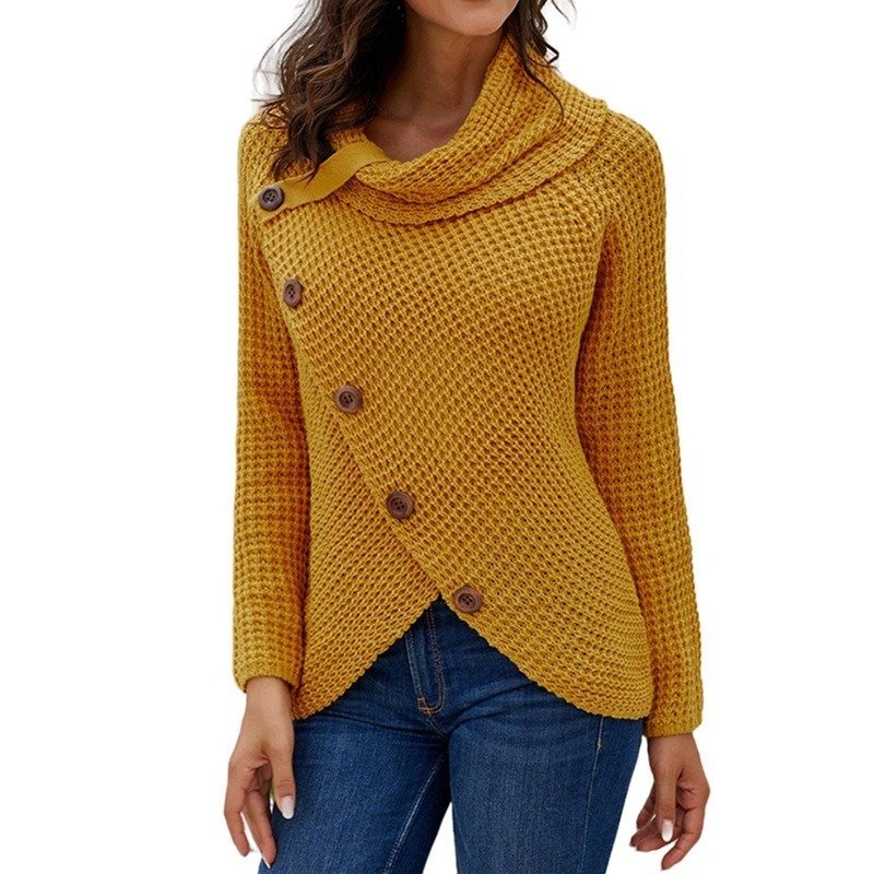 Pullover Button High Lapel Pullover Women's Sweater | ShopDecimals