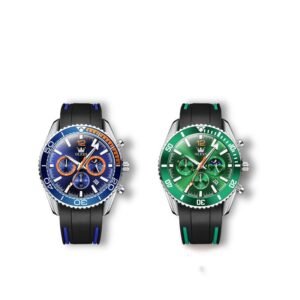 Featherlight Comfort Dual‑Tone Blue‑Green Quartz Watch – Ultra‑Light 0.09 kg Design with Moon Phase, Calendar & Luminescence – Shopdecimals