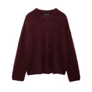 Women's Street Fashion Solid Color Round Neck Large Profile Sweater | ShopDecimals