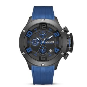 Megir Men's Watch Multi-function Chronograph Sports Quartz Watch Silicone Band | ShopDecimals
