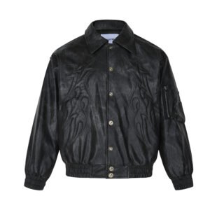 Lightweight Retro Street PU Leather Jacket – Unisex, Thickened Warmth, Loose Fit, Black/Brown – Shopdecimals
