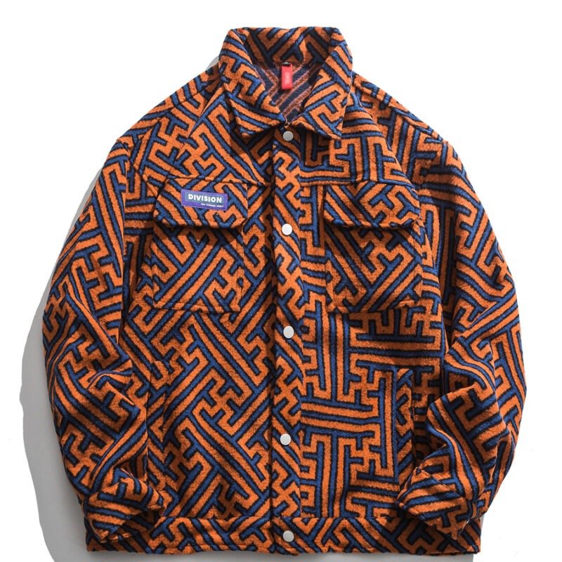 Men's Lapel Color block Casual Loose Jacket | ShopDecimals