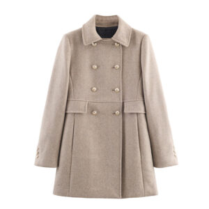 Warm Mid‑Length Double‑Breasted Coat for Women – Light 1.04 kg, Thigh‑Covering Elegance in Beige, Black & Khaki | Shopdecimals