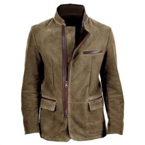 Lightweight Vintage Stand‑Collar Jacket – Feather‑light 0.92 kg Zip Coat with Patchwork Detail, Gray/Khaki, 7 Sizes – Shopdecimals Men's Casual Outerwear