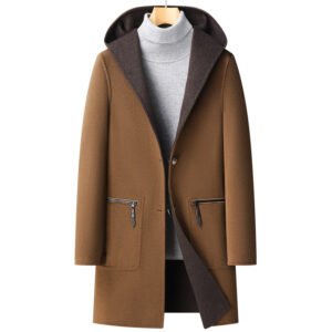 Fall Winter Hooded Double-sided Wear Wool Overcoat Men's Mid-length | ShopDecimals