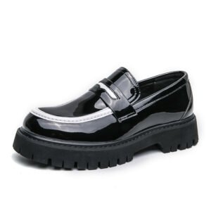 Men's Chunky Heel Fashion All-matching Simple And Comfortable Leather Shoes