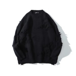 Ultra‑Light Loose‑Fit Pullover Sweater with Hole Detail – Stay Comfortable All Day, Sizes M‑XXL, Black or Green | Shopdecimals