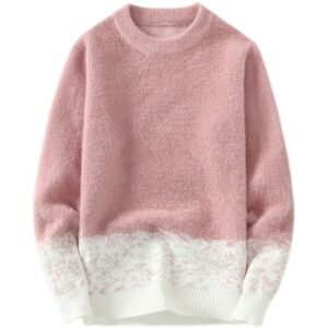 Fall Winter Pullover Round Neck Gradient Base Shirt Sweater Men