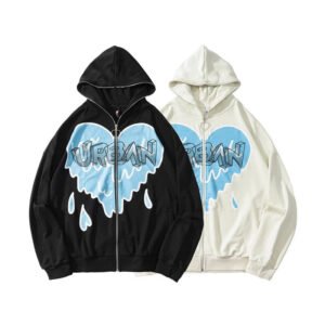 Lightweight Heart‑Shape Fleece Zip Sweater – Ultra‑Warm Unisex Pullover, S‑3 XL, White & Black | Shopdecimals