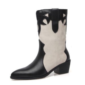 All‑Day Comfort Low‑Heel Pointed‑Toe Ankle Boots – Genuine Leather, Rubber Sole, Denim & Black Options | Shopdecimals