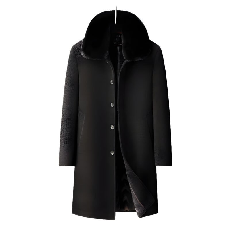 Fleece-lined Long Coat For Middle-aged And Elderly Dad's Wool Overcoat | ShopDecimals