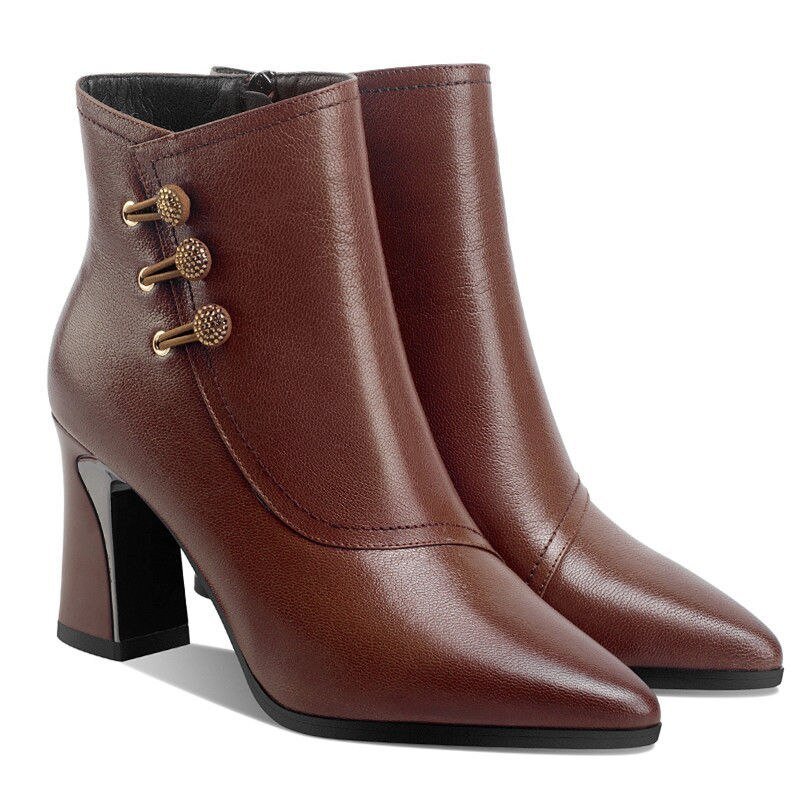 Women's Pointed Toe Chunky Heel Ankle Boots | ShopDecimals