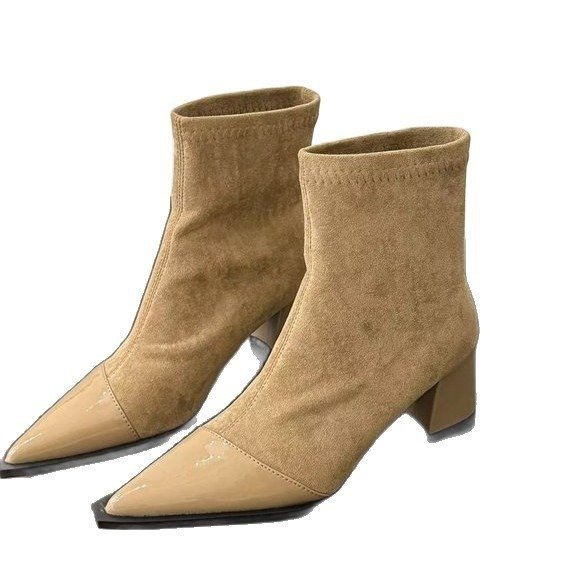 Womens Chunky-heel Skinny High-heeled Boots | ShopDecimals