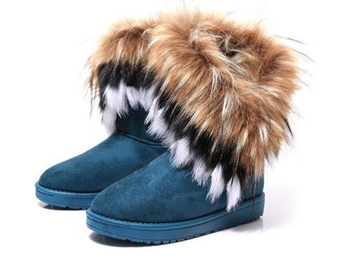 Free Shipping Winter Fur One Cotton Boots Fox Fur Rabbit Fur Snow Boots Women's Middle Tube Warm Cotton Shoes | ShopDecimals