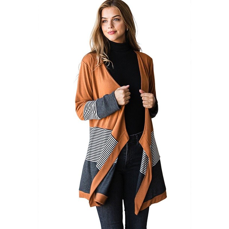 Striped Color Stitching Knitted Cardigan | ShopDecimals