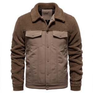 Men's Nice Jacket Fashion Casual Patchwork Lamb Wool Coat | SghopDecimals