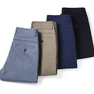 Feather‑Light Slim‑Fit Straight Men’s Trousers – Mid‑Waist Comfort in Black, Khaki, Sapphire Blue & Green Gray | Shopdecimals