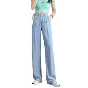 Straight Fit High Waist Tencel Wide Leg Jeans | ShopDecimals