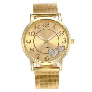 Heart-shaped gold alloy mesh belt watch ladies | ShopDecimals