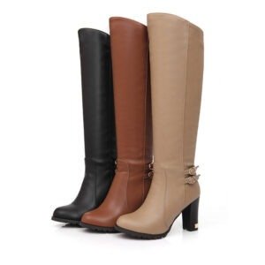 Over-The-Knee Leather Boots With Large Heels | ShopDecimals