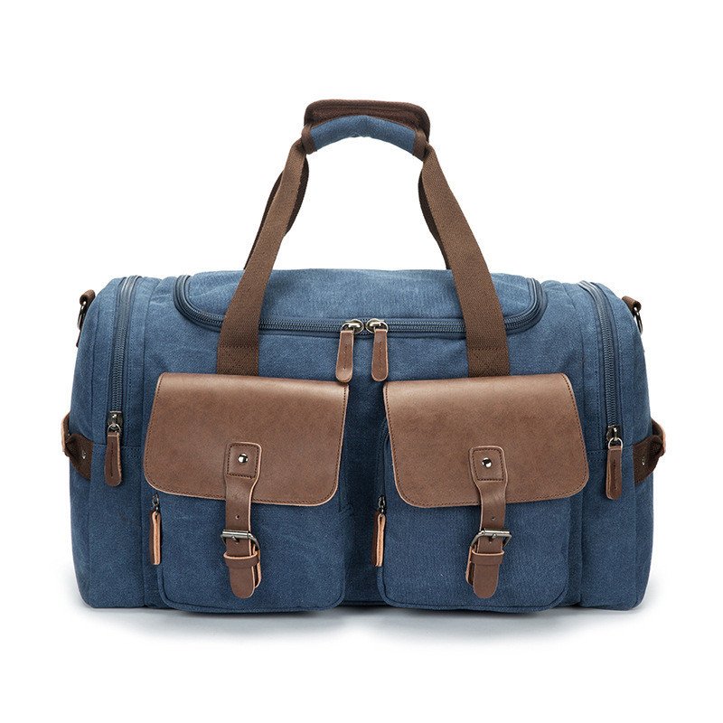 Lightweight 1.28 kg Canvas Travel Bag – Waterproof, 20‑35 L Carry‑On Size, Laptop Sleeve & Double Straps – Shopdecimals