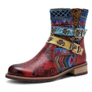 Belt buckle Martin boots women round toe mid-tube boots | ShopDecimals