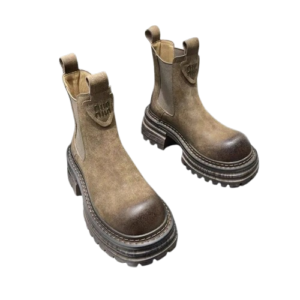 British Style Retro Chunky Heel Smoke Pipe Boots Women | ShopDecimals