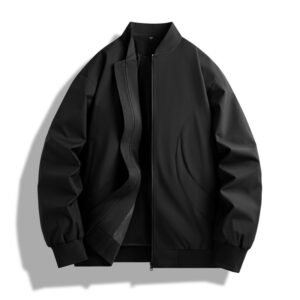 Lightweight Plus‑Size Loose Cardigan Baseball Jacket – Full‑Length Coverage in Army Green, Black & Khaki | Shopdecimals