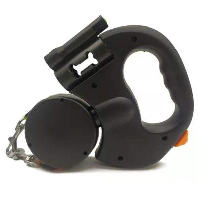 Shopdecimals Reflective LED Retractable Leash for Small Dogs – 180 cm, 360° Swivel, Dual‑Pet Safety Light & Poop Bag Slot