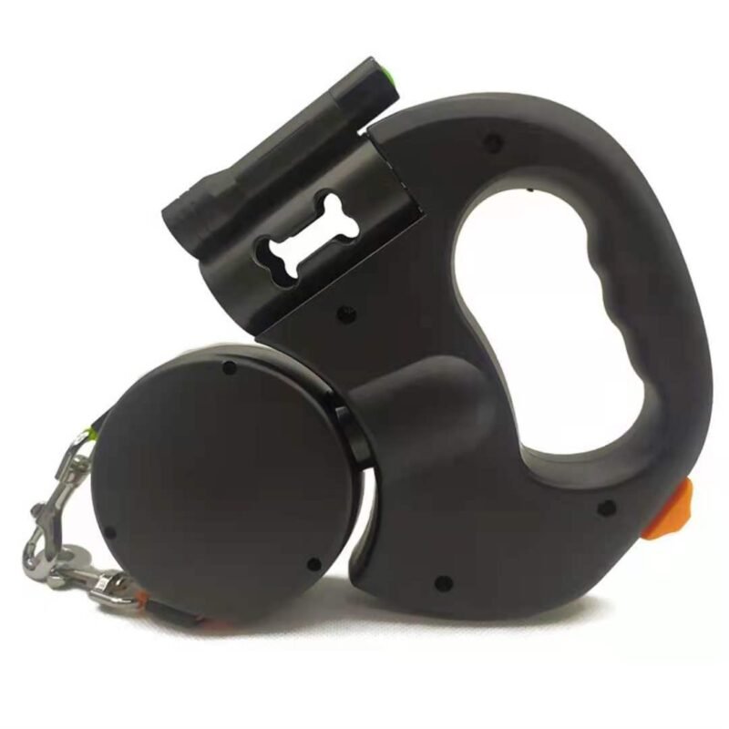 Shopdecimals Reflective LED Retractable Leash for Small Dogs – 180 cm, 360° Swivel, Dual‑Pet Safety Light & Poop Bag Slot