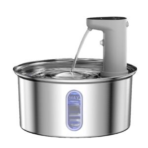 Shopdecimals Stainless Steel Cat Water Fountain – USB‑Powered with 4000 m Ah Battery, Rust‑Free Flow for Better Hydration and Health