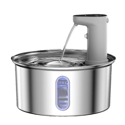 Shopdecimals Stainless Steel Cat Water Fountain – USB‑Powered with 4000 m Ah Battery, Rust‑Free Flow for Better Hydration and Health