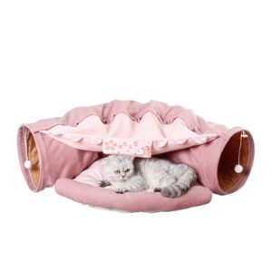 Cozy Cat Tunnel: Collapsible Polyester Play Zone with Mat & Durable Design