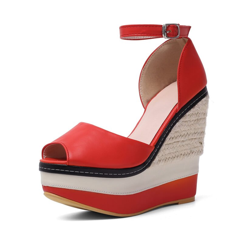Instant Height Boost: 14 cm Boho Wedge Sandals with 0.62 kg Lightweight Comfort – Choose Green or Red
