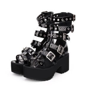 Elevate Every Step with Brand High‑Gloss Platform Heels, Stable 330 mm Base and Ankle Lock Strap for All‑Day Confidence