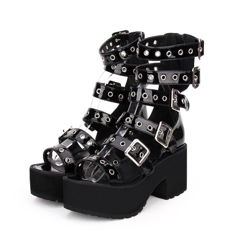 Elevate Every Step with Brand High‑Gloss Platform Heels, Stable 330 mm Base and Ankle Lock Strap for All‑Day Confidence
