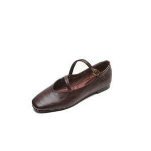 Secure Steps with Non‑Slip Vintage Mary Jane Flats – Light‑Weight PU Loafers for Women, 0.54 kg Comfort in Black, Brown & Apricot
