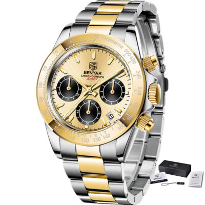 Men's Quartz Watch Trendy Casual Three-Eye Six-Hand Small Dial Butterfly Double Snap Button | ShopDecimals