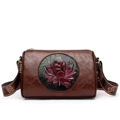 High Quality Casual Women Handbag Print Solid Color Crossbody Bag Soft Leather Shoulder Bag