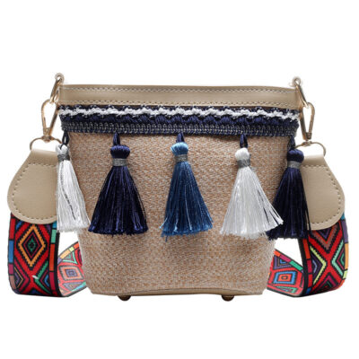 Ladies Straw Woven Shoulder Bag Bucket Bag | ShopDecimals